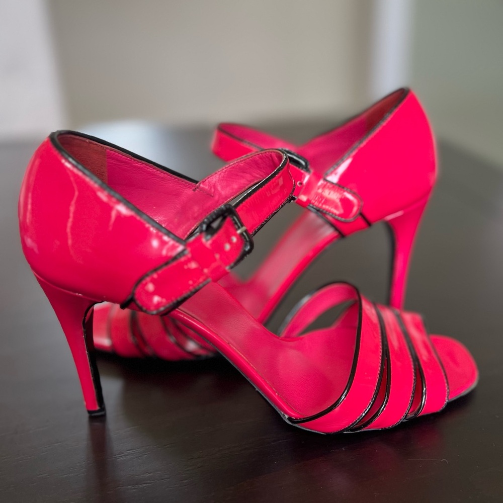 Dark Coral Pink & Black Prada heels